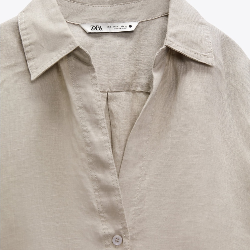 Brand New Zara Long Sleeve Linen Shirt Size XL - Picture 3 of 4